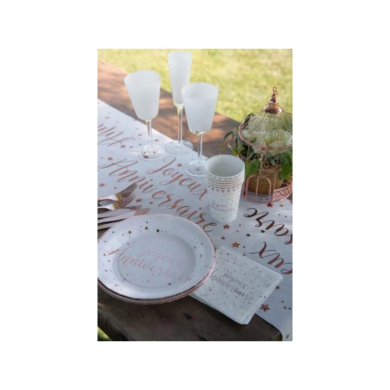 Assiettes Anniversaire Rose Gold x10