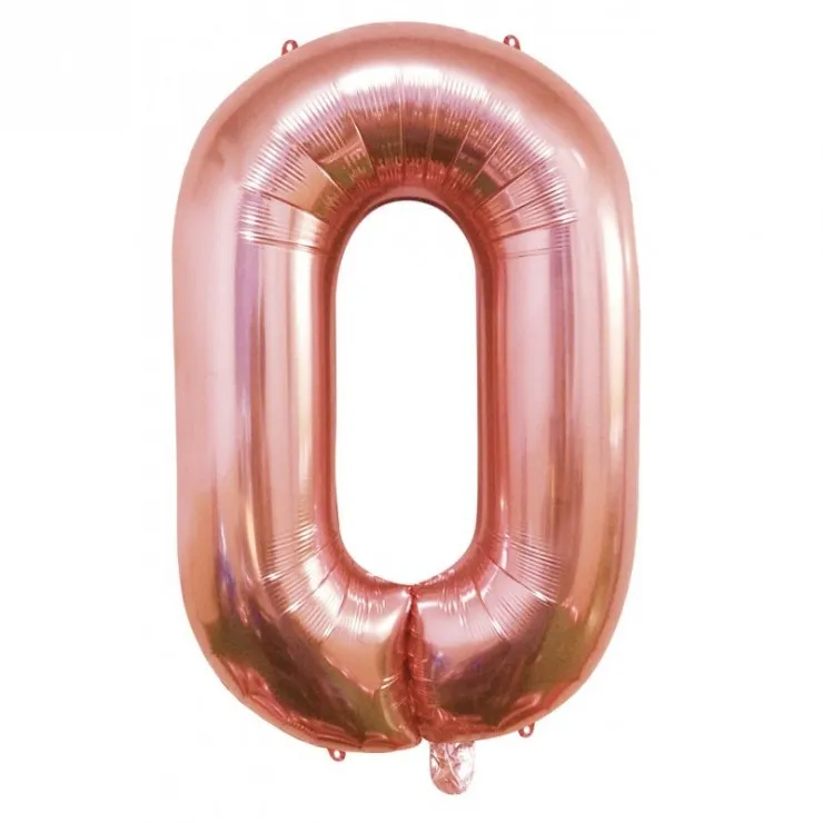 Ballon mylar chiffre 0 rose gold 40cm