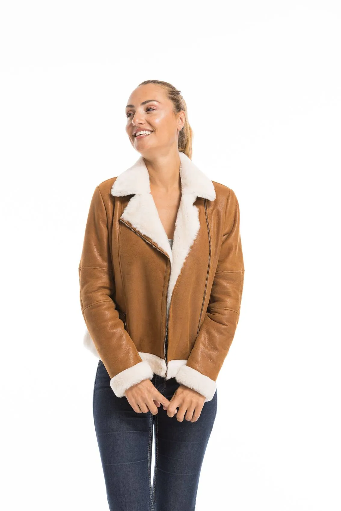 Blouson mouton femme gold