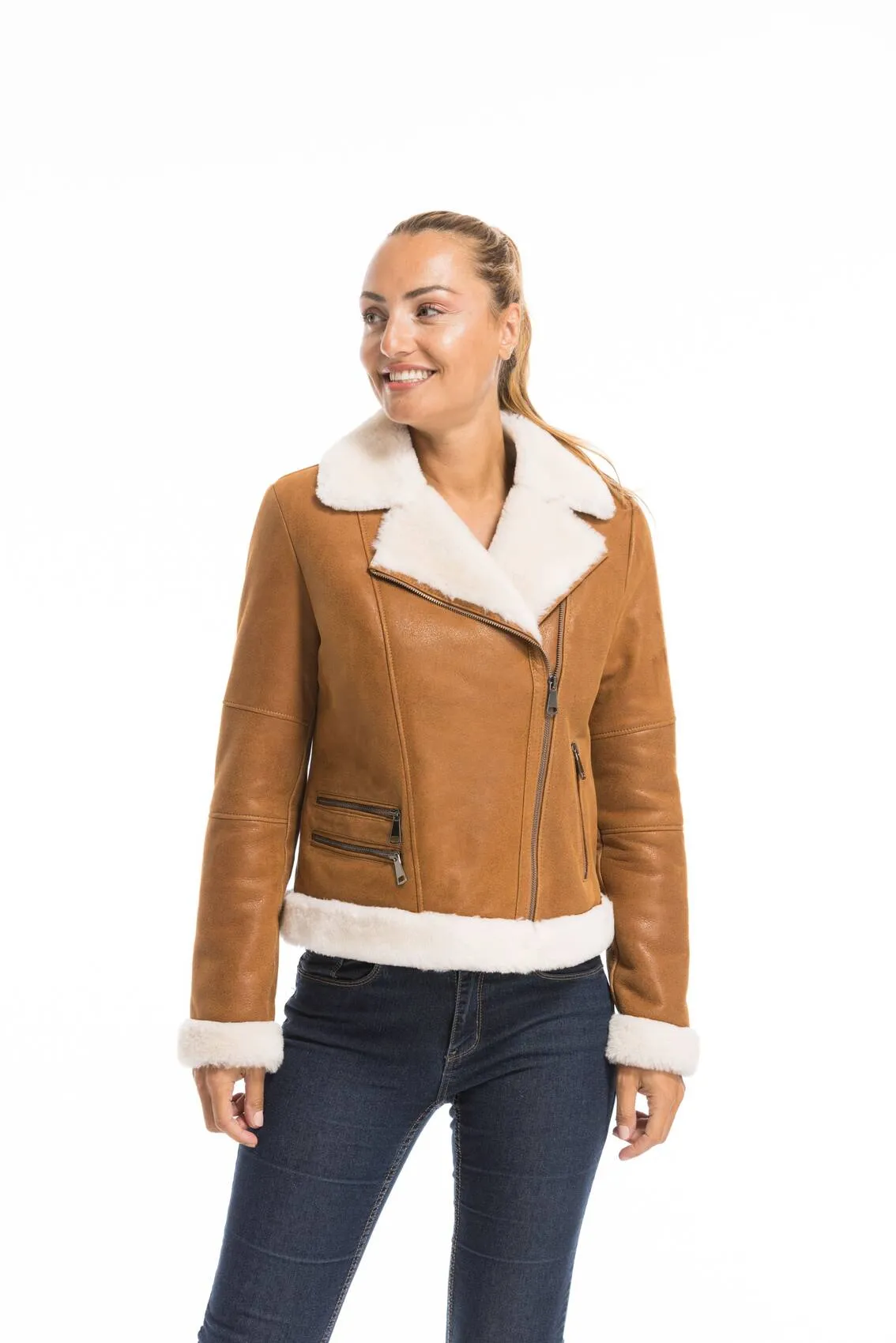Blouson mouton femme gold