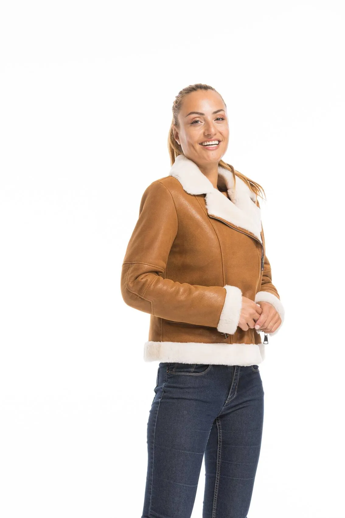 Blouson mouton femme gold
