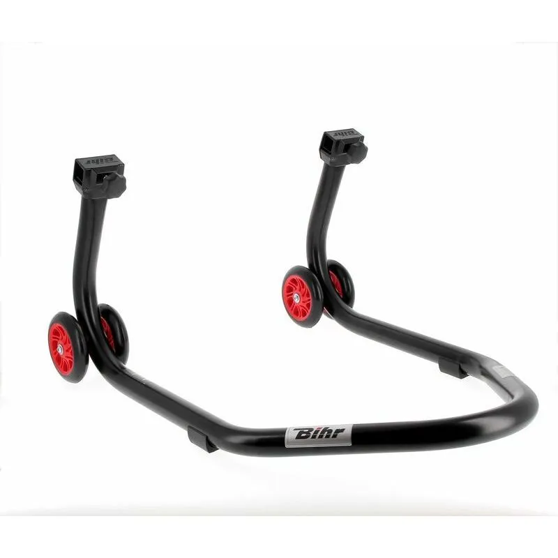 Béquille de stand arrière BIHR Home Track supports en "V" noir mat roues rouge