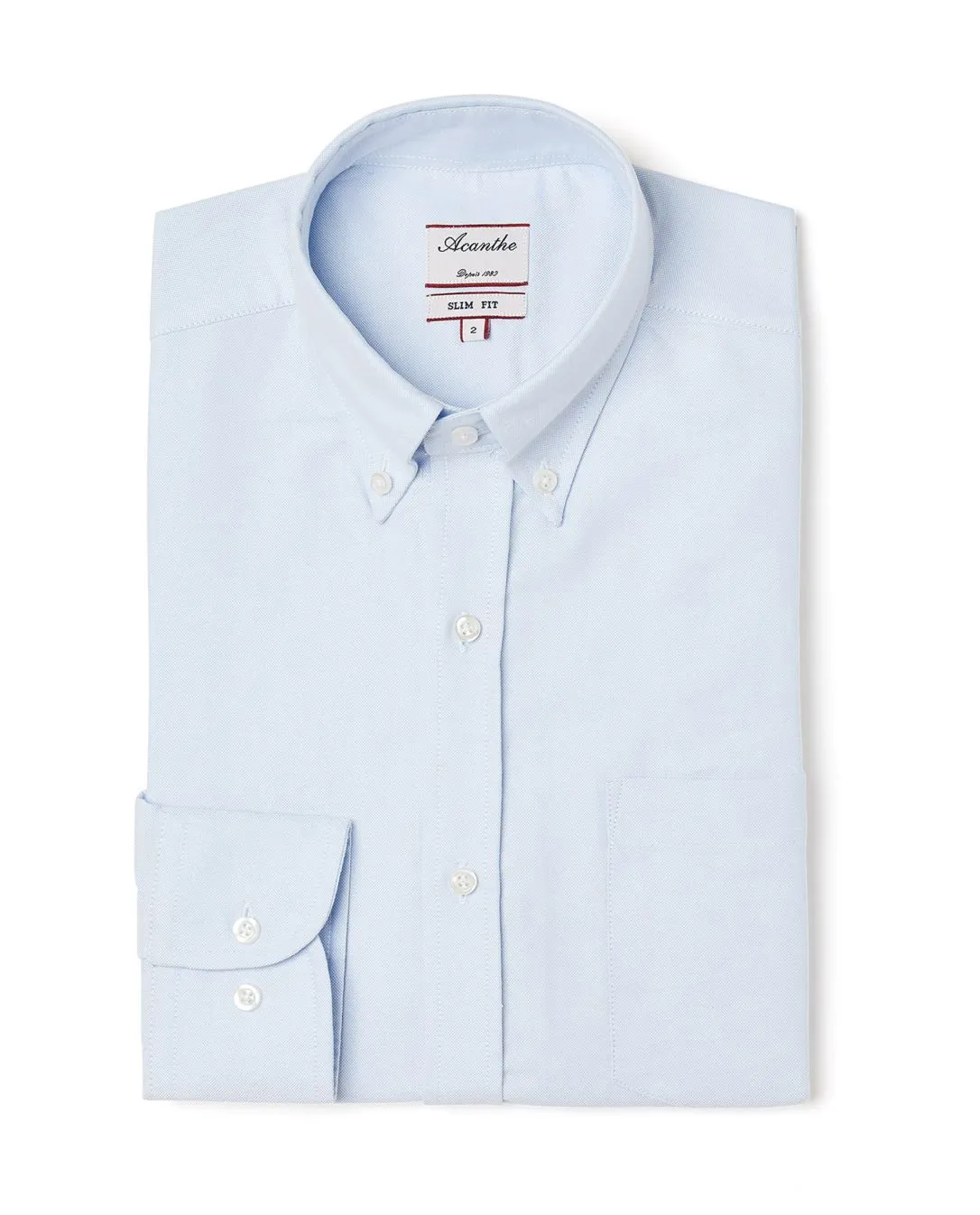 Chemise ajustée col boutonné oxford ciel