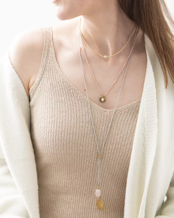 Collier Timeless Rose Quartz Gold