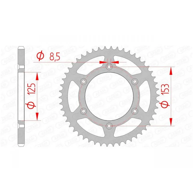 Couronne AFAM 50 dents acier pas 520 type 10212