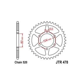 Couronne JT SPROCKETS acier standard 478 - 520