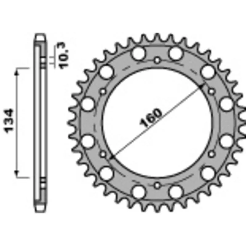 Couronne PBR 40 dents acier pas 530 type 4399