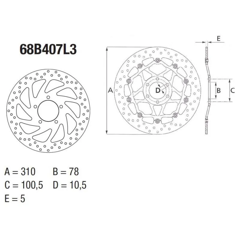 Disque de frein BREMBO Série Oro fixe - 68B407L3