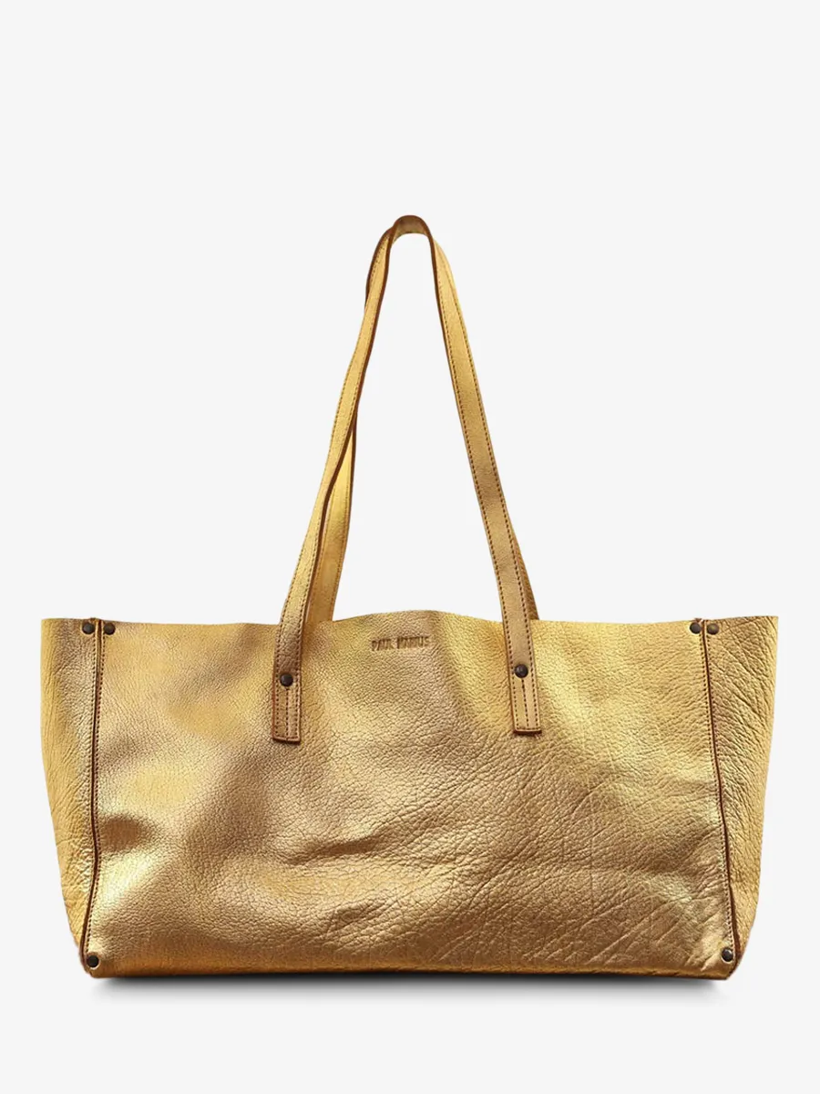 GOLD LEATHER SHOULDER BAG WOMEN L'Effronté - M - Gold