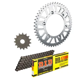 Kit chaine 428 acier DID standard - 125 DR 1985-2000