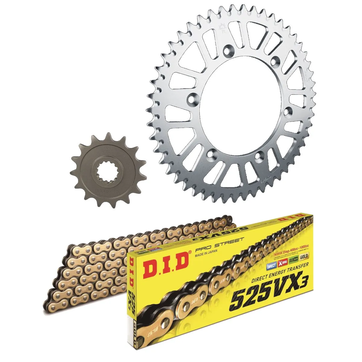 Kit chaine 525 acier DID standard - 650 W 1999-2006