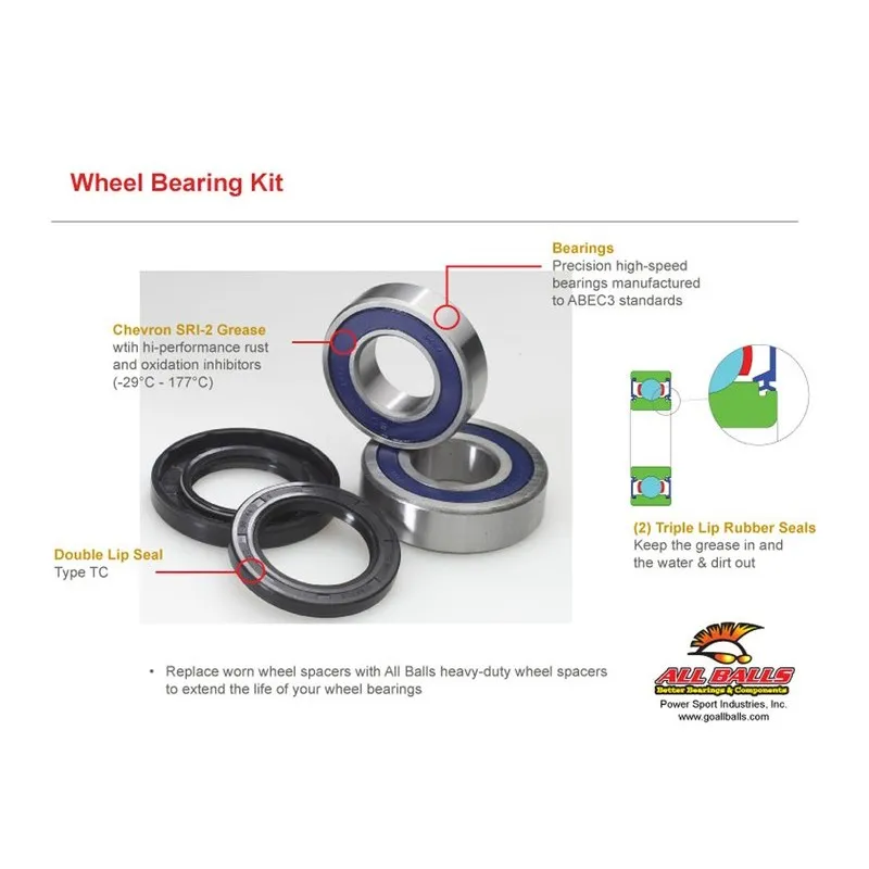 Kit roulements de roue avant ALL BALLS Polaris - 776626 - piecemotoquad