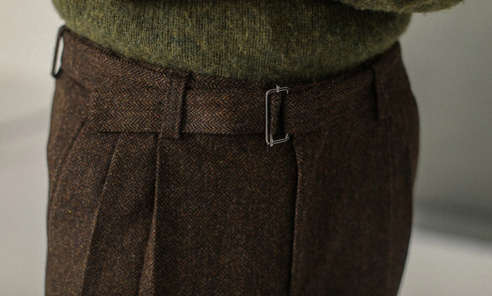 Pantalon à double pince - Chevrons Marron