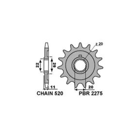 Pignon PBR acier standard 2275 - 520