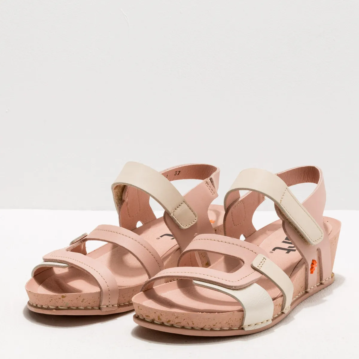 Sandales compensées graphiques à talon moucheté - Rose