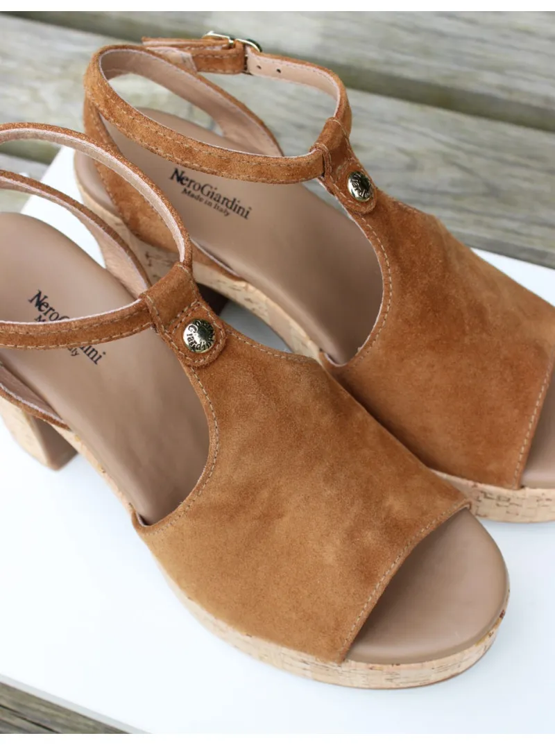 Sandales à talon en cuir velours NeroGiardini